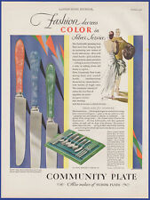 Vintage 1928 COMMUNITY PLATE Jeweled Colored Silverware Dinnerware 20's Print Ad picture