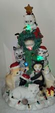 Santa Cats on a Light up Christmas Tree Illuminated Holiday Decor 10.5