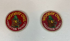 Vintage Woodsy Owl Pollution Patrol Round Patch Set of 2 New Unused picture