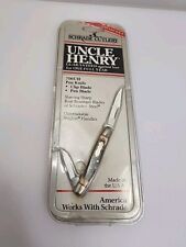 Schrade Uncle Henry Knife USA 706UH NOS Two Blade Folder Jigged Staglon Handles picture
