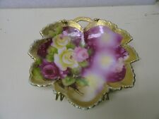Vintage IE & C Co. Hand Painted Porcelain Leaf Shaped Dish - Roses picture