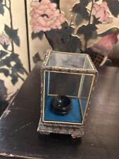 Vintage Chinese Hand Painted Egg On Wooden Base In Display Case, Signed picture
