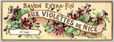 French c1910's Original Soap Label - Savon Extra-Fin Aux Violettes De Nice picture