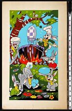 Walt Disney FUNNY LITTLE BUNNIES Silk Screen Poster 1930's Rare SILLY SYMPHONY picture