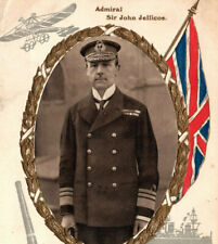 WWI British Admiral Sir John Jellicoe Portrait Embossed Wreath Flag Plane Cannon picture