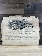 Antique 1895 National Confectioners’ Association Certificate Baltimore, MD  picture