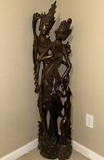 Beautiful Hand Carved Rama Sita 55” Authentic Balinese Wooden Statue picture