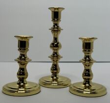 Set of 3 Brass Baldwin Candlestick Holder picture