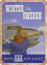 METAL SIGN - 1948 Winter in Sweden Aba Swedish Air Lines Vintage Ad picture