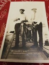 Houghton Lake MI Michigan Fishing Fish O' Happy Day RPPC Postcard Unposted picture