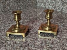 Vintage Pair of Brass Taper Footed Candlestick Holders Made In England  picture