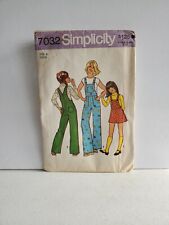 1975 Vintage SIMPLICITY Pattern 7032 Child's Girl's Jumper Overalls Size 4  picture