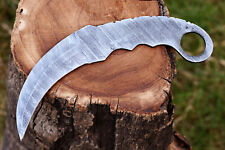 Blank Blade Hand Forged Damascus Steel Karambit Hunting Knife Twist Pattren 722 picture