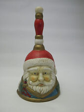 SANTA Claus Pottery Bell Handcrafted Bisque Ceramic Clay Christmas St. Nicholas picture