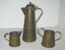 Antique Hammered Brass & Copper Chocolate Set Pot Mission Arts Period c: 1920s picture