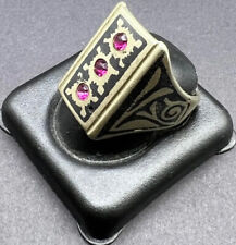Beautiful Old Vintage Central Asian Jewelry Ruby Glass Bule Mina Mixed Sliver Ri picture