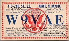 Vintage 1936 MINOT, North Dakota Postcard QSL Ham Radio Card 
