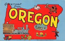 Oregon OR Greetings From Larger Not Large Letter 1219N-C.M.14 Linen Postcard picture