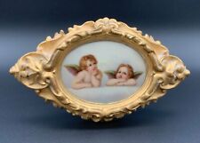 Antique Raphael's Angels Porcelain Painted Ornate Frame picture