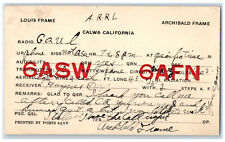 c1920's Louis Archibald Frame Ham QSL Radio Calwa California CA Postal Card picture