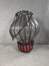Vtg Murano Hand Blown Caged Glass Venetian Lantern Hanging Ceiling Light Lamp picture