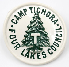 Vintage Camp Tichora Neckerchief Slide Four Lakes Council Wisconsin Boy Scouts picture