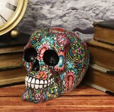 Ebros Day Of The Dead Color Beads And Floral Tattoo Sugar Cranium Skull Statue picture