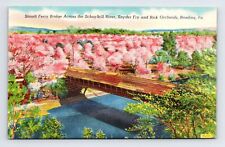 Linen Postcard Reading PA Pennsylvania Stoudt Ferry Bridge picture