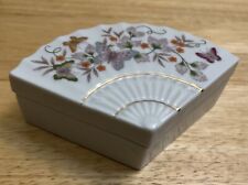 Vintage Avon Porcelain Trinket Jewelry Dish  1980  Butterflies  Fan Shape picture