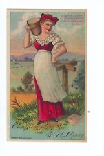 F.R. Avery Trade Card Victorian Lady Red Hair Bow Table Ware Westfield Mass. picture