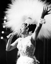 Josephine Baker in sequined gown & head dress on stage singing 24x36 inch poster picture