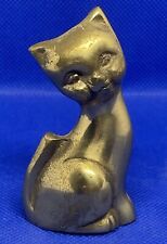 Vintage Brass Kitty Cat Figurine ~ Mid Century Decor ~ 4.9 Ounces ~ 2 3/8” picture