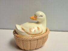 Vintage Enesco Nesting Duck Covered Ceramic Trinket Dish RARE HTF picture