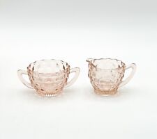 Pink Glass Cream And Sugar Set Depression Glass  picture