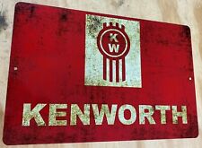 Kenworth KW Logo Distressed Looking Aluminum Metal Sign 12