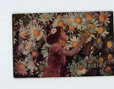 Postcard Just Daisies Woman with Beautiful Daisy Flowers picture