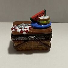 Midwest of Cannon Falls Picnic Basket Porcelain Hinged Box Watermelon Sandwich picture