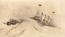 RPPC WWI USS GEORGIA IN STRONG NORTHWEST WIND NORWESTER WW1 BATTELSHIP POSTCARD picture