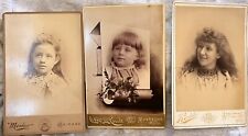 3 Antique Photo Cabinet Cards Late 1800s Victorian Era Smartly Dressed Children picture