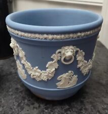 Vintage Wedgwood Jasperware Collectible Blue White Jardiniere Cache Pot Planter picture