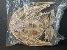 Vtg Wicker Rattan Angel Fish Wall Hanging Decor Boho MCM 3 Graduated Sizes New picture