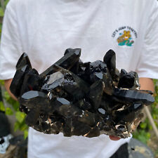 4.5lb Large Natural  Smoky Black Quartz Crystal Cluster Raw Mineral Specimen picture