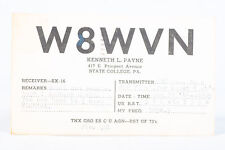 1946 Amateur Ham Radio QSL Card State College PA W8WVN Ken Payne picture