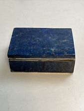 Lapis Lazuli and Nickel Silver Pill Box Antique Art Deco 2”X1.5”x.75” picture