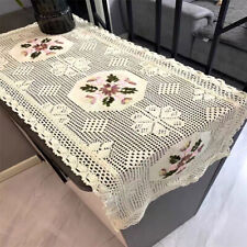 Vintage Hand Crochet Embroidered Lace Table Runner Dresser Scarf Doily 15