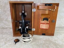 Vintage Bausch & Lomb Microscope in Wood Case Electric Illuminator Accessory picture