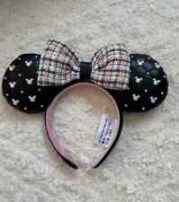 Authentic Disney park Black Tweed Pearl Minnie Mouse Ear Headband disneyland picture