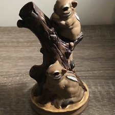 Vintage Napcoware Two Chipmunks on a Tree Stump Figurine Retired Napco Japan picture