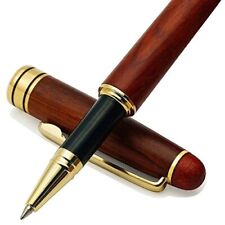 Genuine Rosewood Ballpoint Pen Writing Set - Extra 2 Black Ink Refills -  picture
