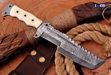 12” Handmade Damascus Military hunting tracker camping survival EDC knife Rambo picture